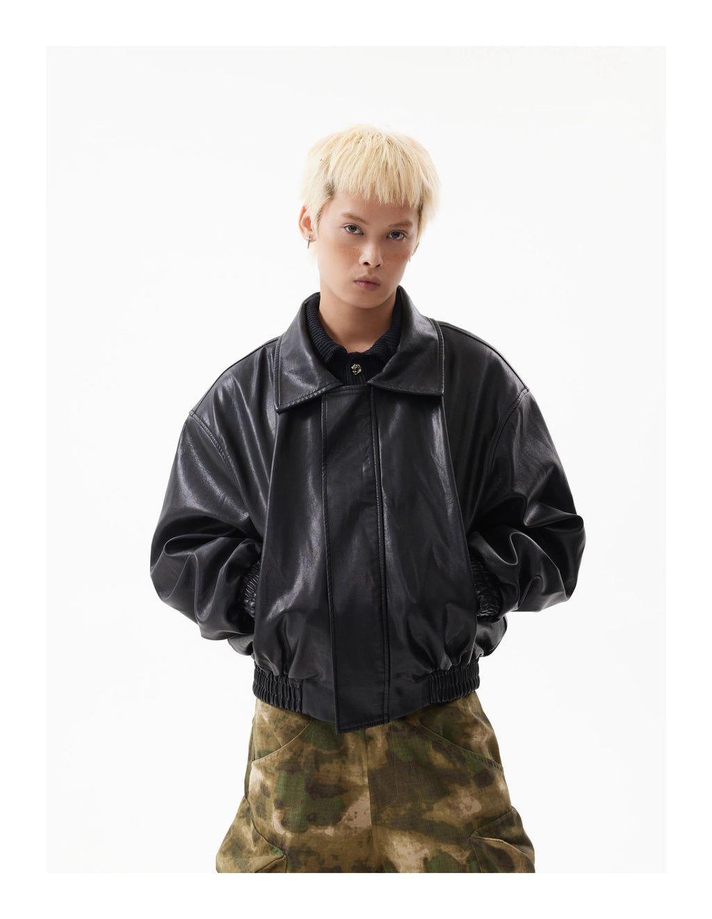 BTSG Lux Cropped Silhouette Leather Jacket