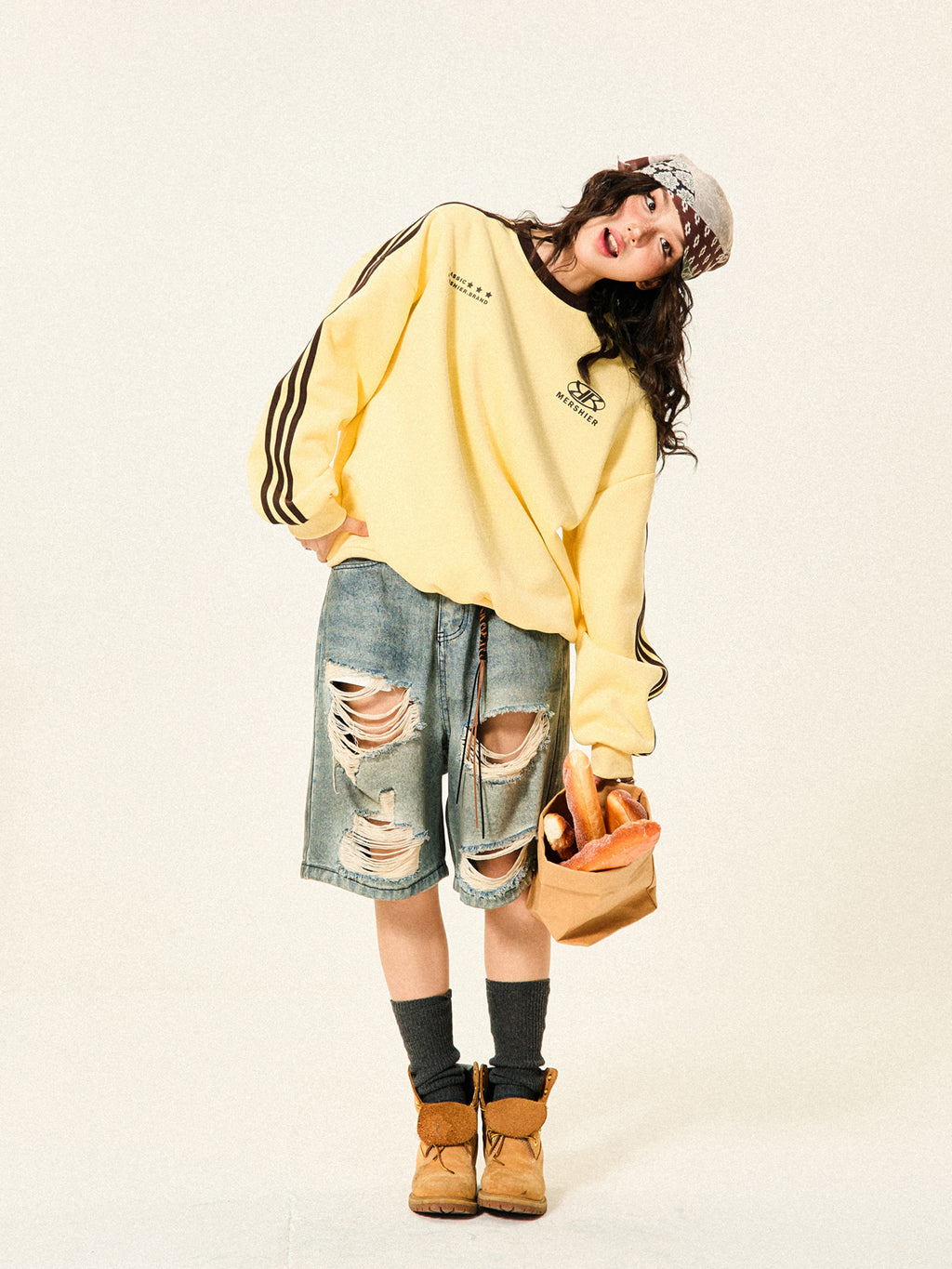 Mershier American Retro Sports Crew Neck Sweatshirt