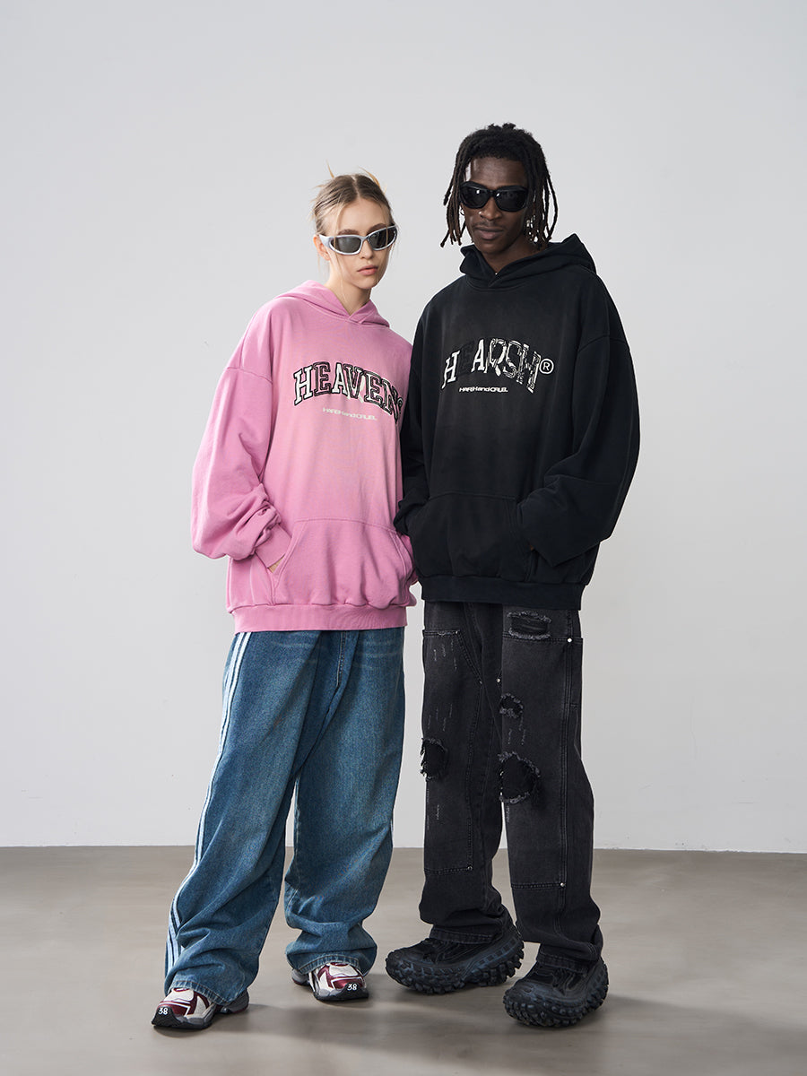 Harshandcruel wash graffiti modified embroidery Hoodie