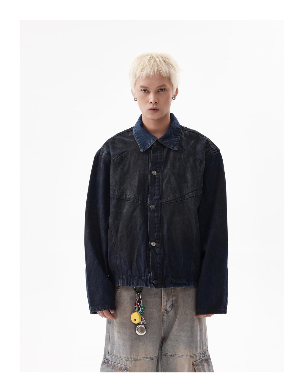 BTSG Frost Distressed Dirty Gradient Denim Jacket