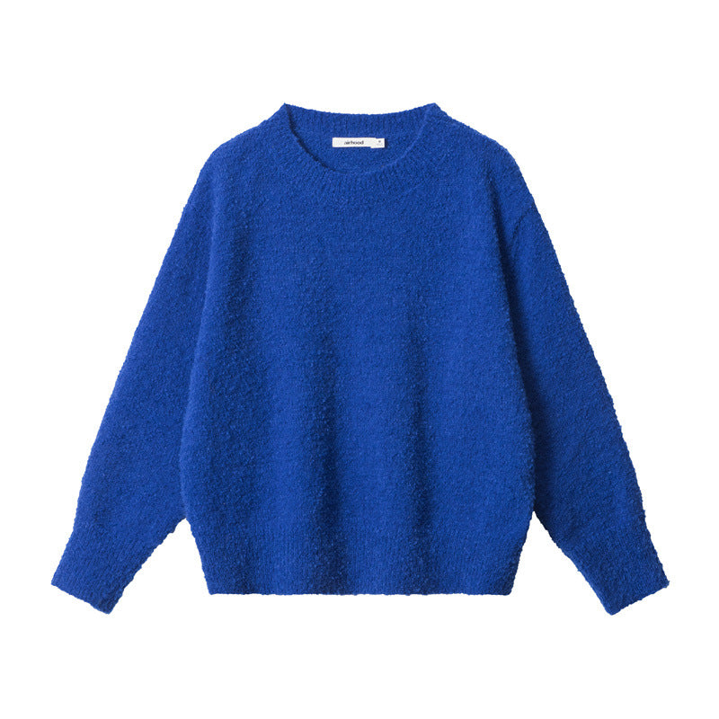 Nariele New Round Neck Long Sleeve Sweater Pullover Knit Sweater Lazy Top Loose