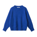 Nariele New Round Neck Long Sleeve Sweater Pullover Knit Sweater Lazy Top Loose