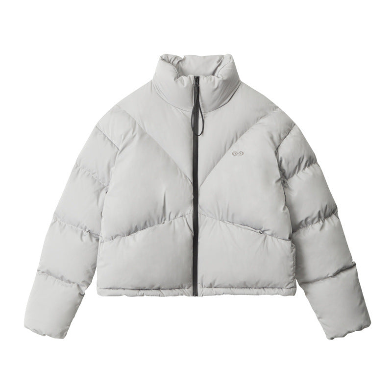 Nariele Retro Stand Collar Short Crop Top Jacket Thick Cotton Jacket