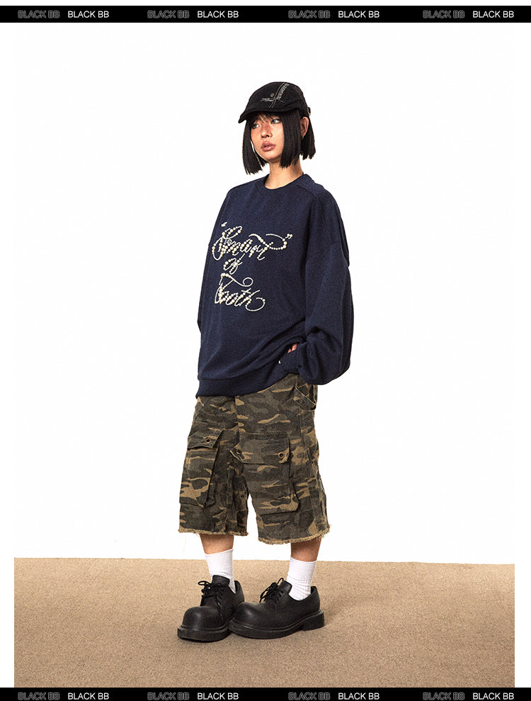 BLACKBB American Three-dimensional Pearl Sweatshirt