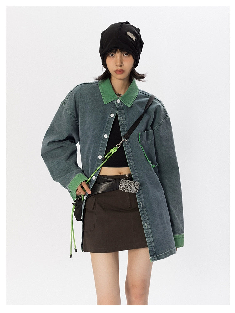 BLACKBB Vintage Washed Denim Shirt Coat