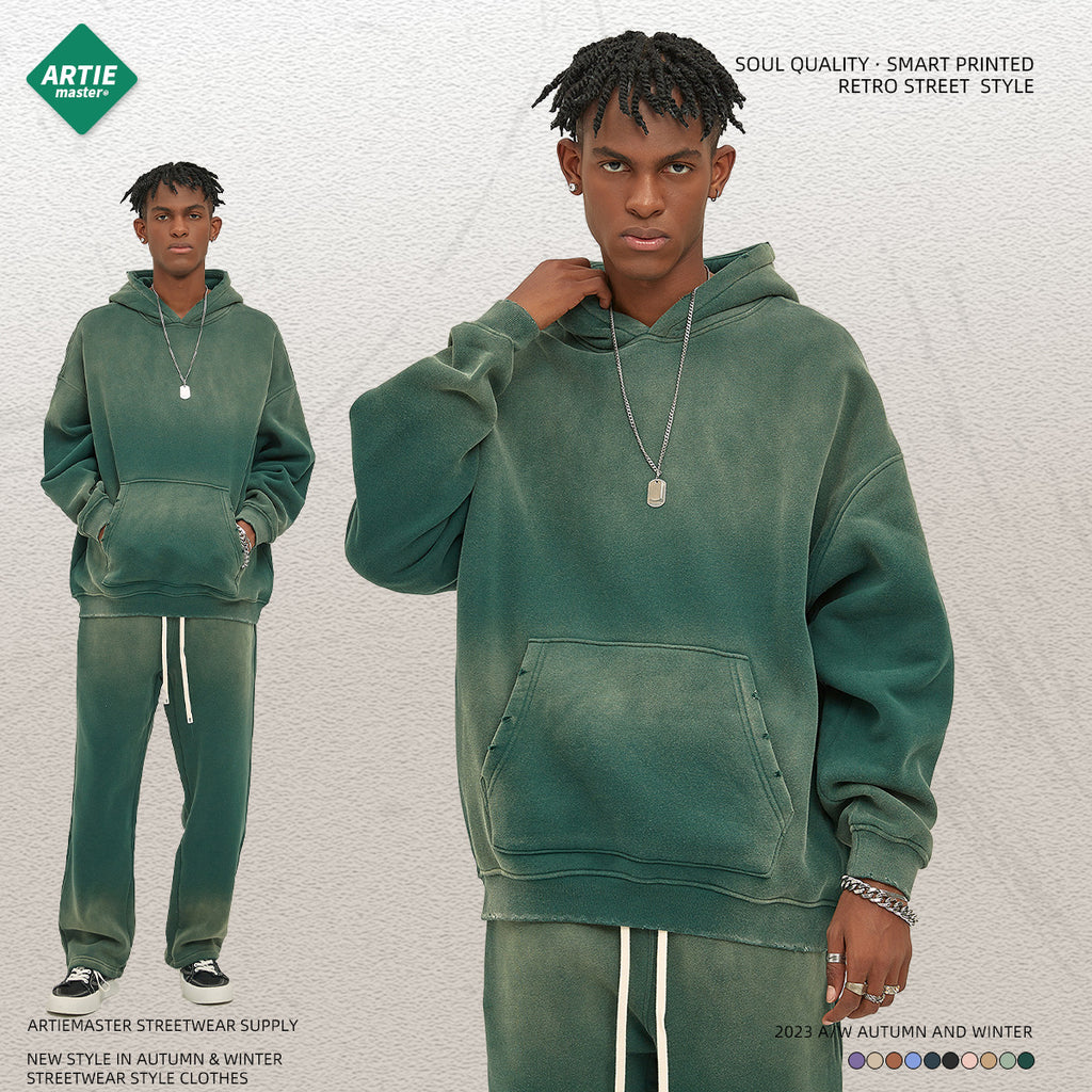 ARTIE 360g Spray Dye Distressed Hoodie