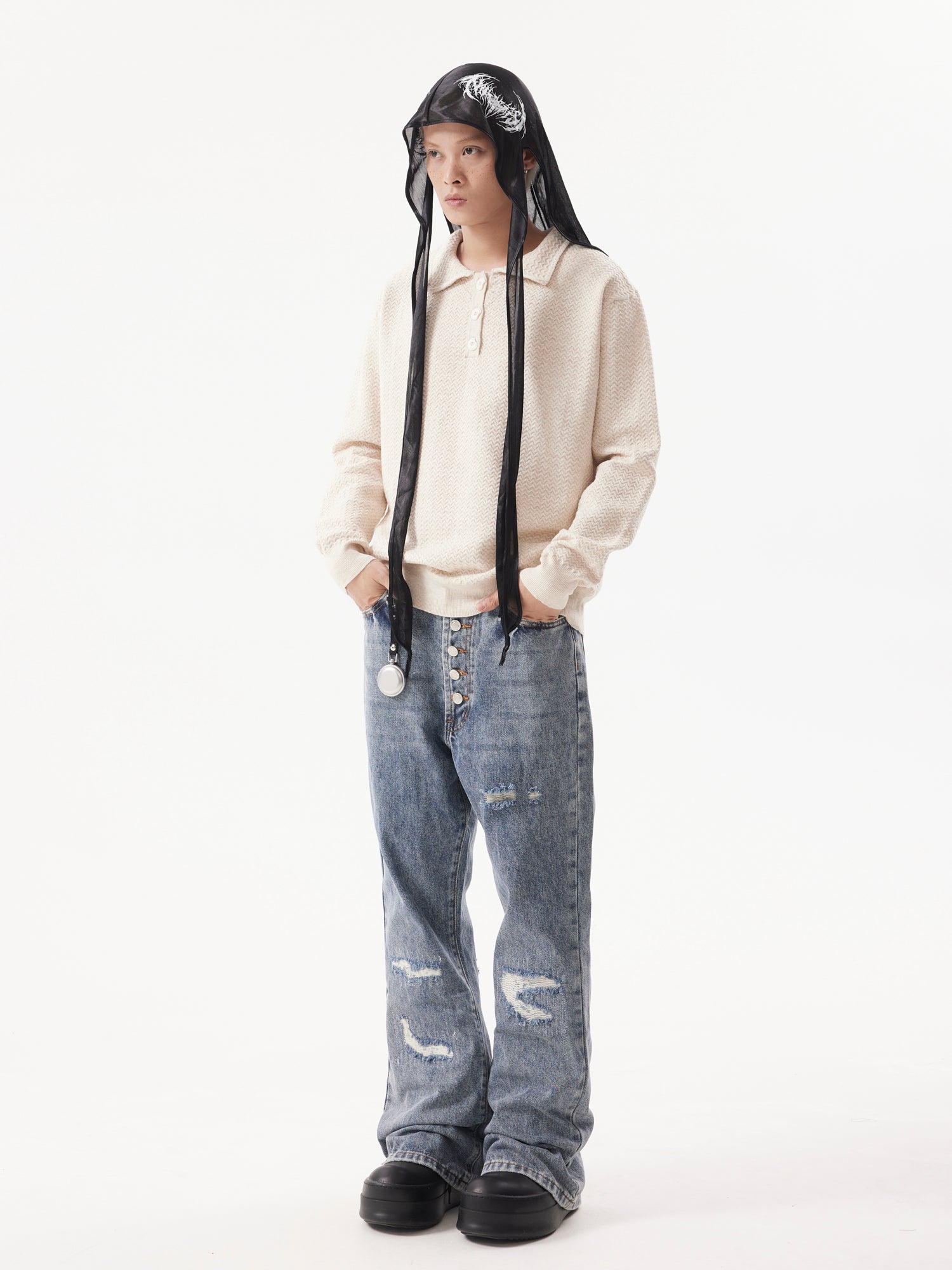 "Clearance" BTSG Rollover Collar Silhouette Sweater