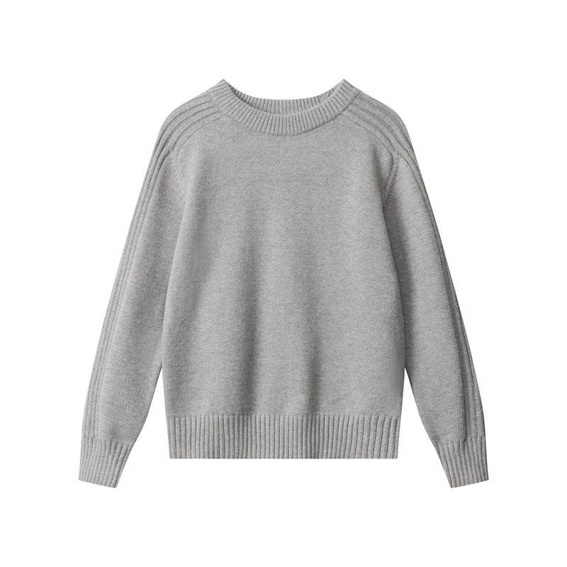 Nariele Solid Color Knitwear Crew Neck Pullover Sweater