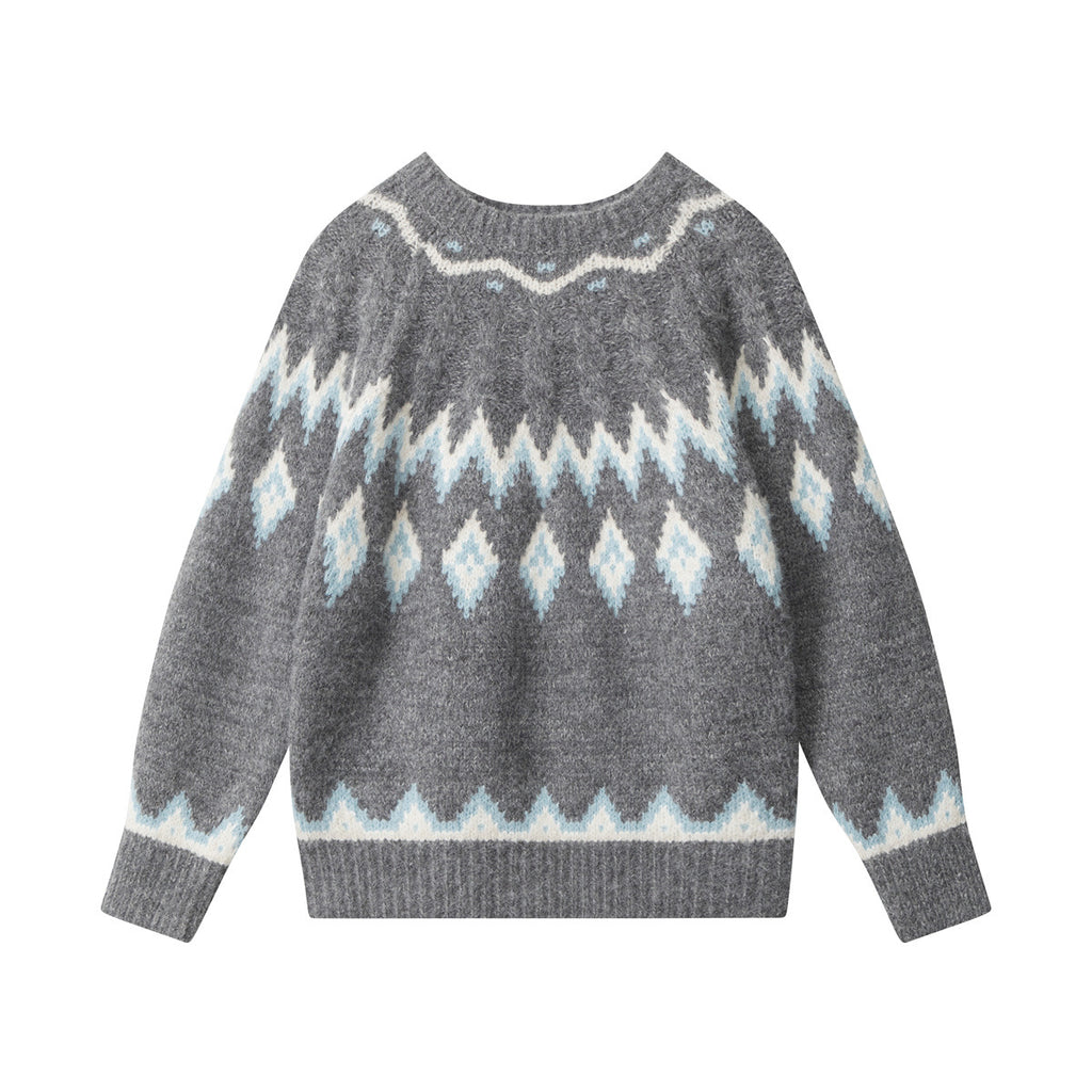 Nariele Fall/Winter crewneck sweater American vintage loose casual knitwear