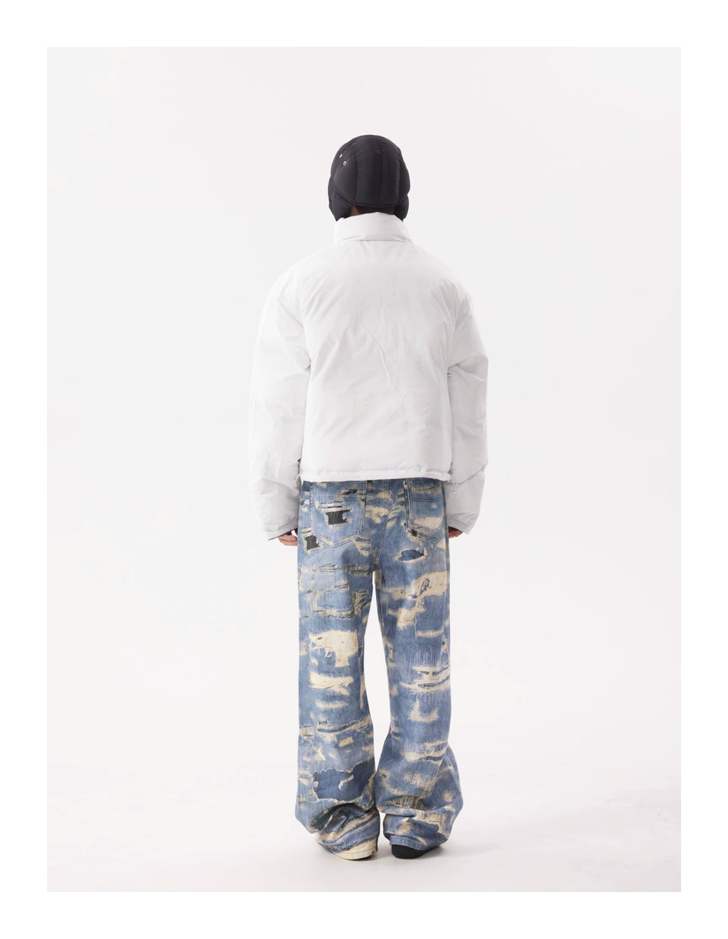 BTSG Reversible Plaid Cropped Puffer Jacket