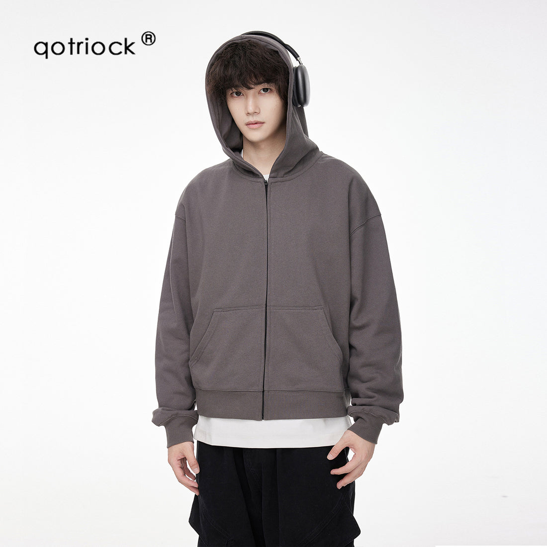 QOTRIOCK cleanfit Boxy Zipper Jacket