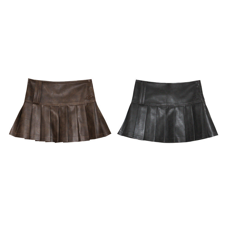Nariele Streetwear High Waist Slim Leather Skirt