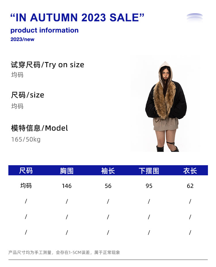 سترة BLACKBB بياقة فرو واسعة من القطن