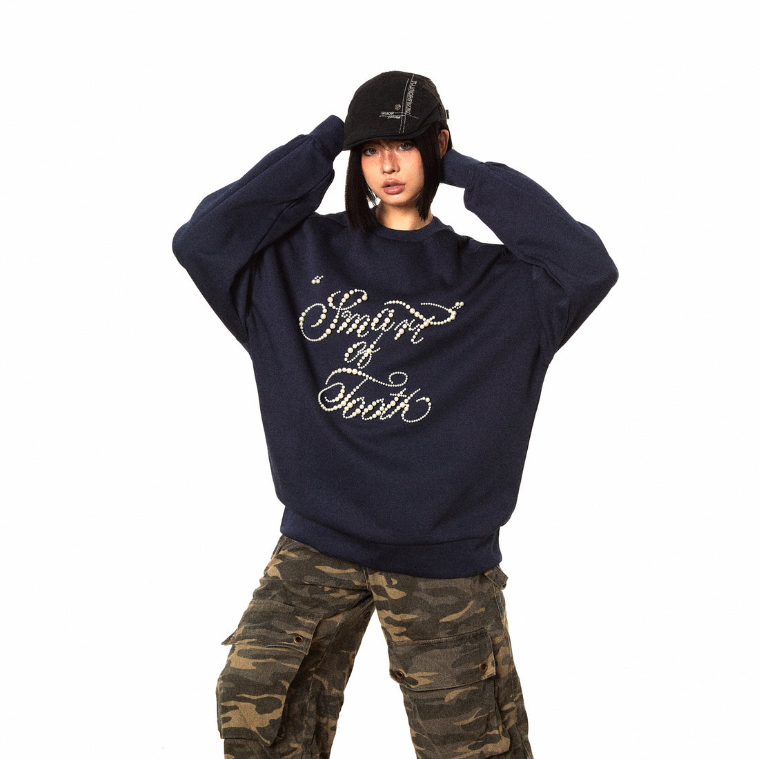 BLACKBB American Three-dimensional Pearl Sweatshirt