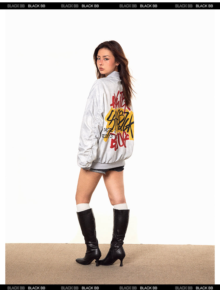 BLACKBB Graffiti Pioneer Flight جاكيت بسحاب لراكبي الدراجات النارية