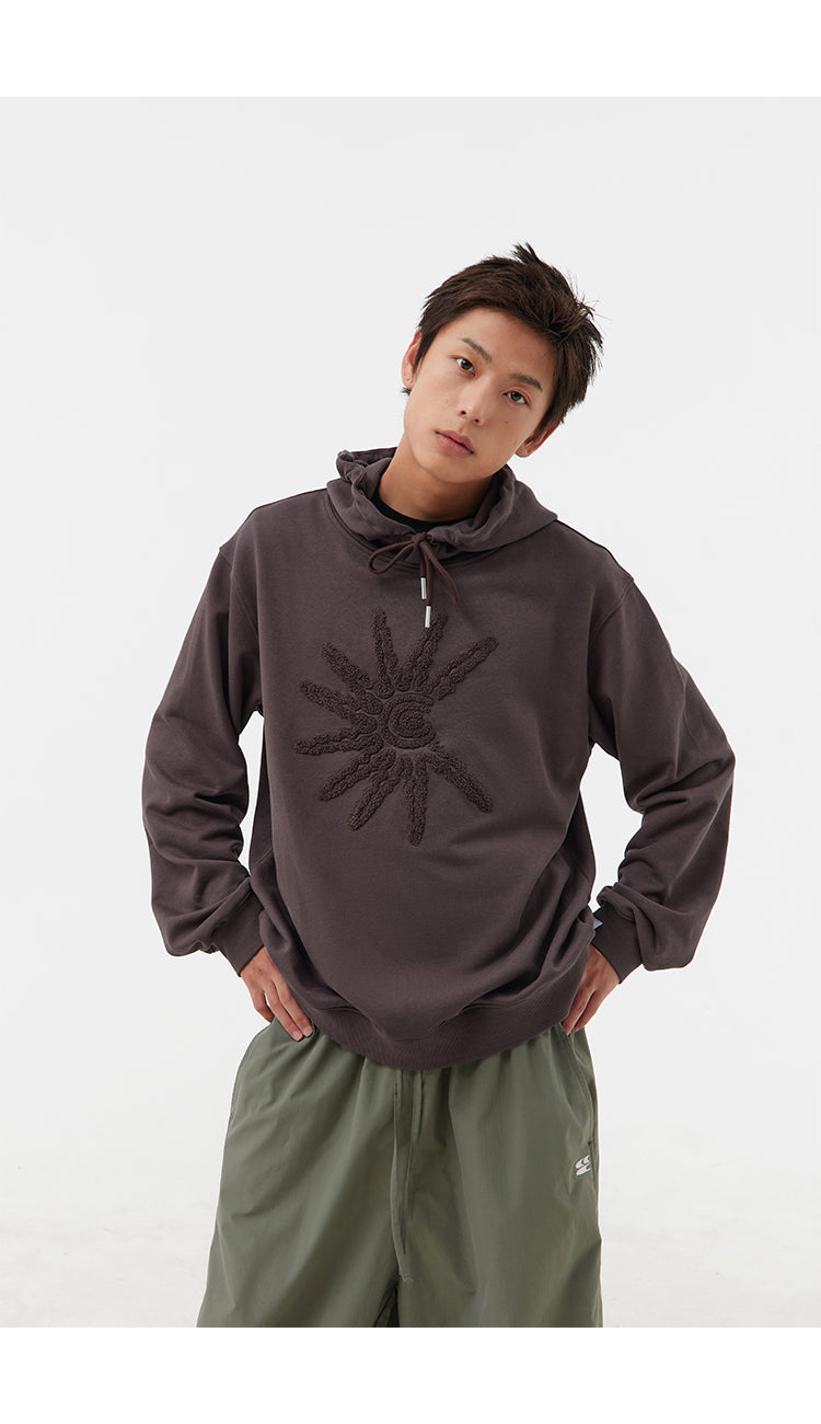 CryingCenter Solar C Brown Dark Grey Towel Embroidered Hoodie