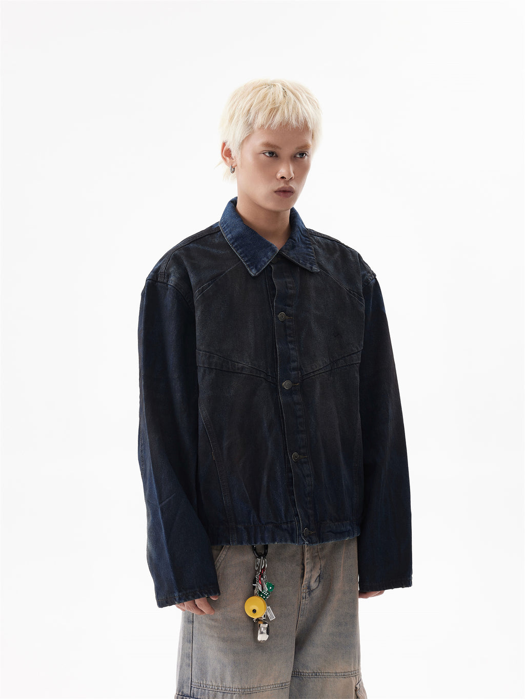 BTSG Frost Distressed Dirty Gradient Denim Jacket
