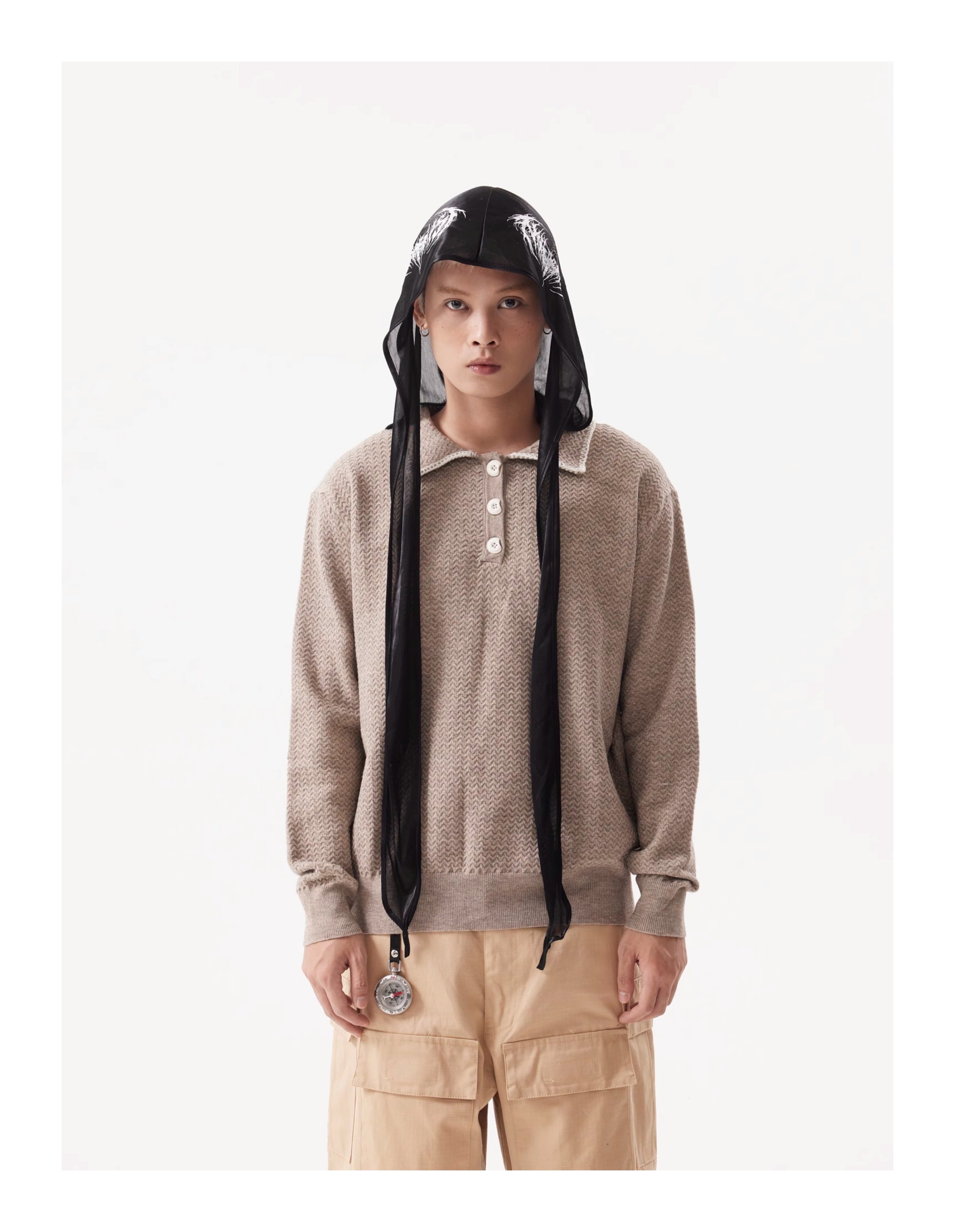 (Clearance) BTSG Rollover Collar Silhouette Sweater