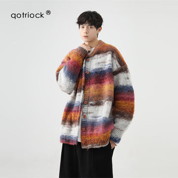 QOTRIACK cardigan sweater fashion brand loose lazy style thick knit Sweater