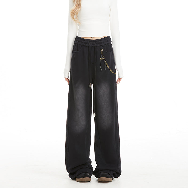NERESUM Three-Bar Sweatpant Detachable Straight Leg Loose Casual Pants