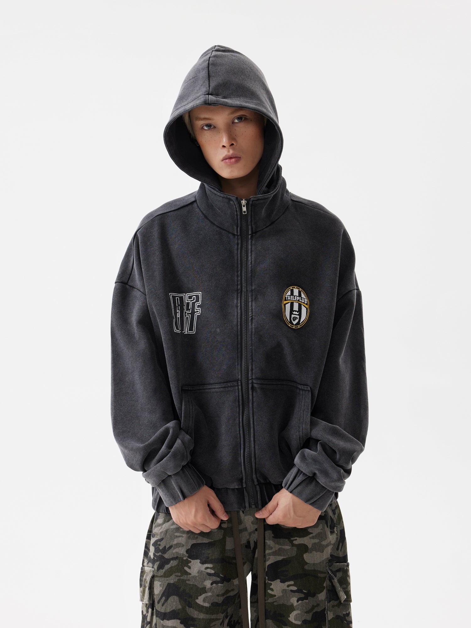 BTSG American Vintage Wash Distressed Zipped Hoodie