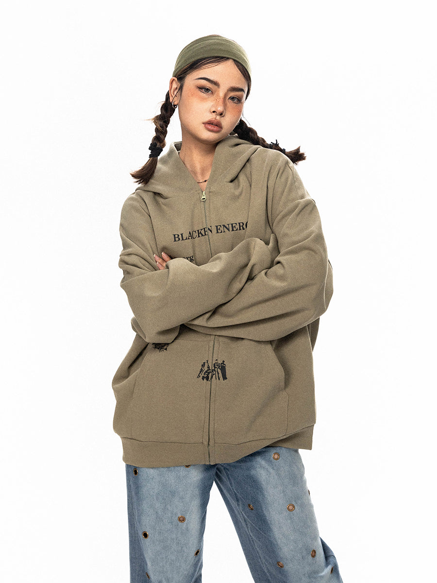 BLACKBB American Vintage Print Cardigan Sweatshirt