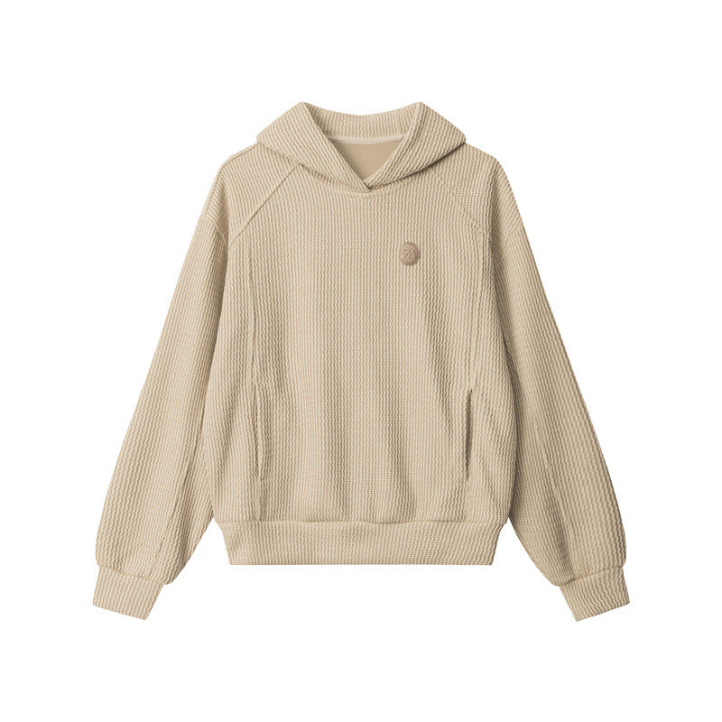 Nariele Retro Embroidered Label Pullover Hoodie Loose Sweatshirt