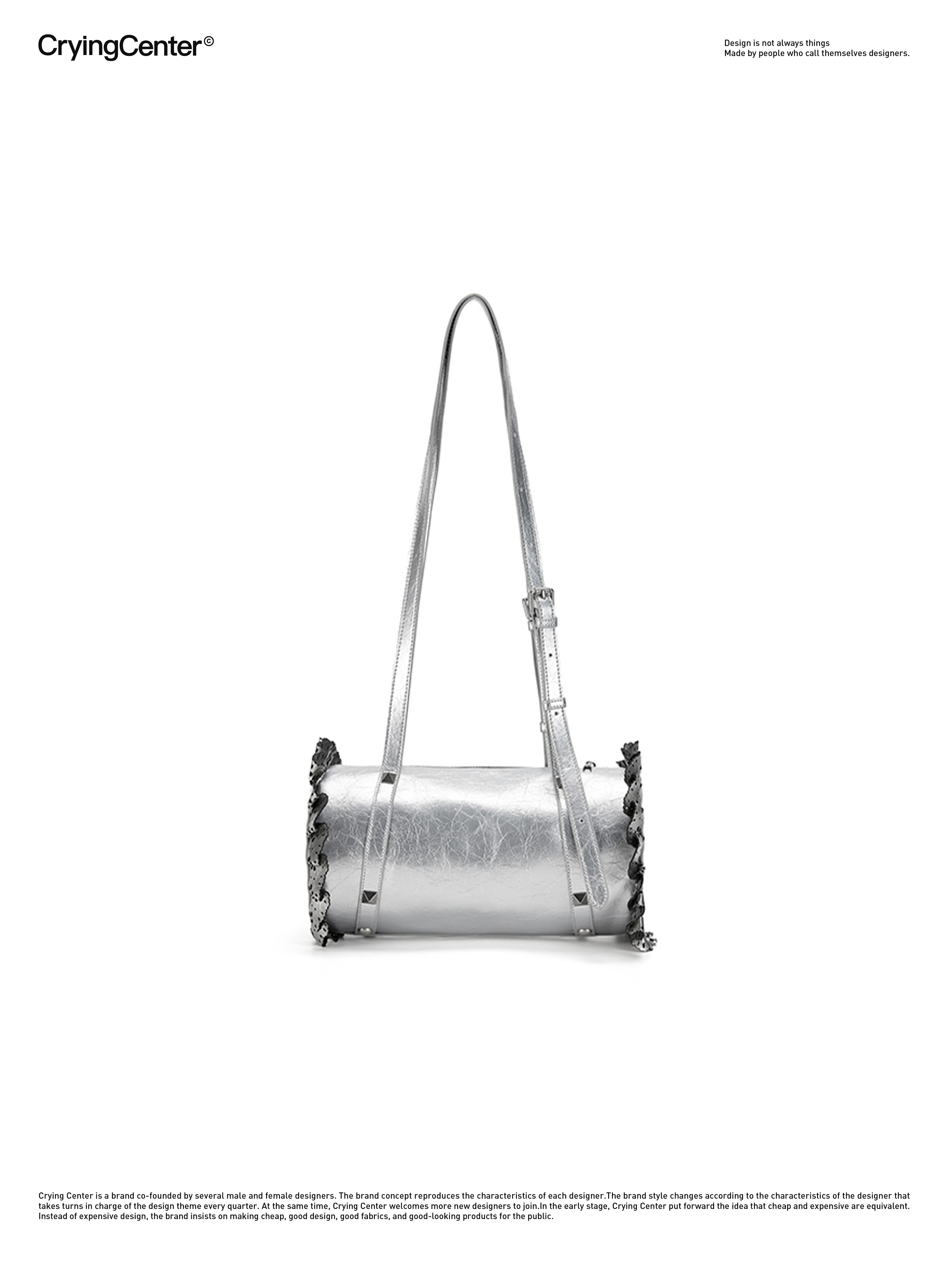 CryingCenter silver-toned leather lace cylinder shoulder cross-body bag