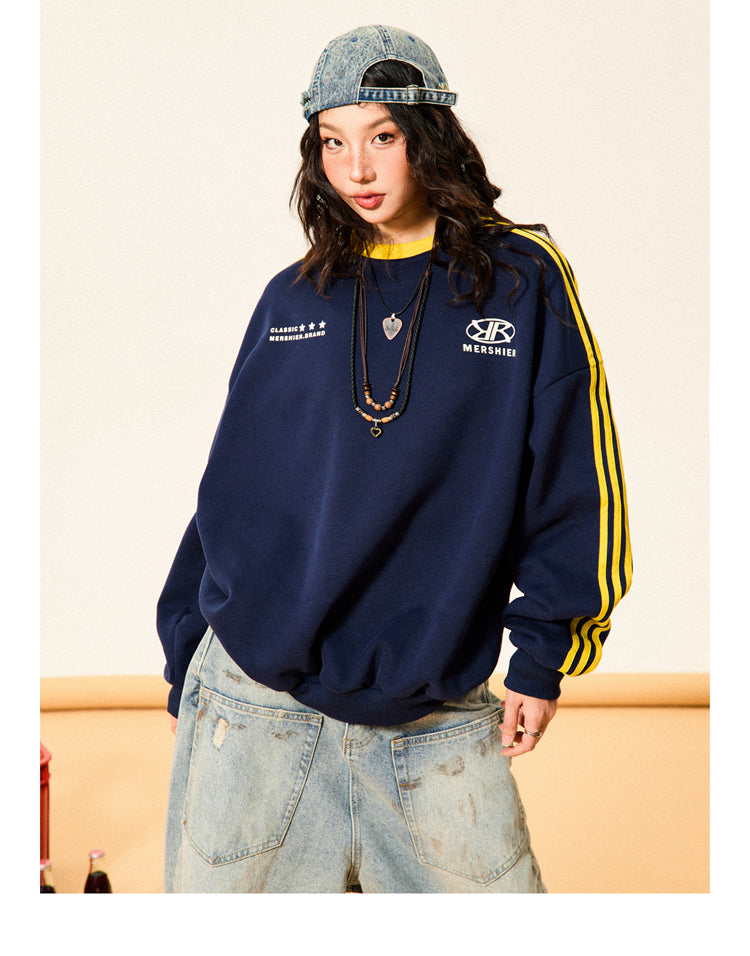 Mershier American Retro Sports Crew Neck Sweatshirt