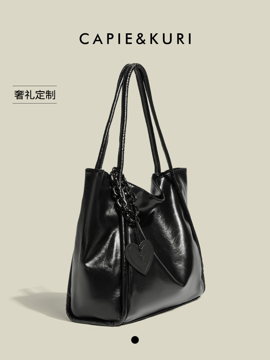 CAPIE & KURI Dark Night Spade Soft Leather Tote Bag