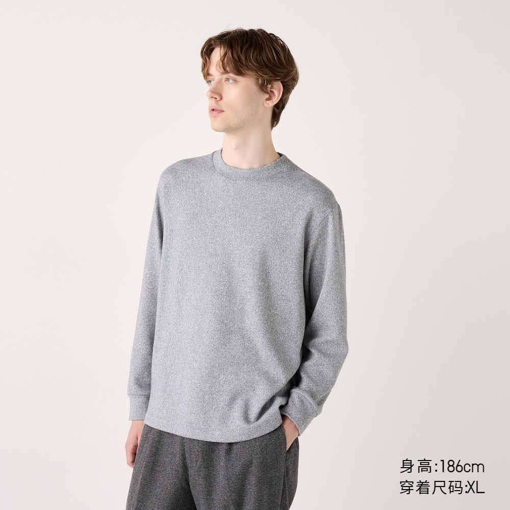 UNIQLO Soft Knit Fleece Crew Neck Pullover Long sleeve Tee