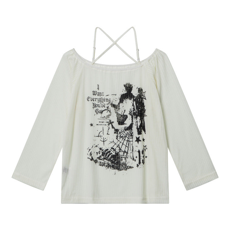 Nariele  Print Sweet Cool Slim Long Sleeve Halter Top