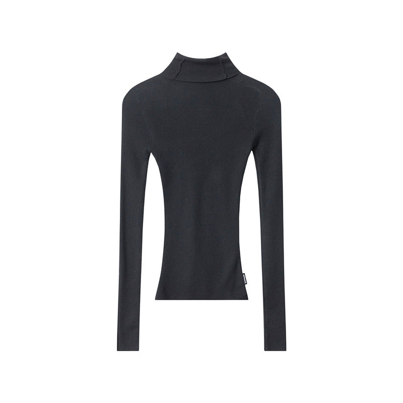 Nariele semi-high neck niche slim tight sweater knitwear