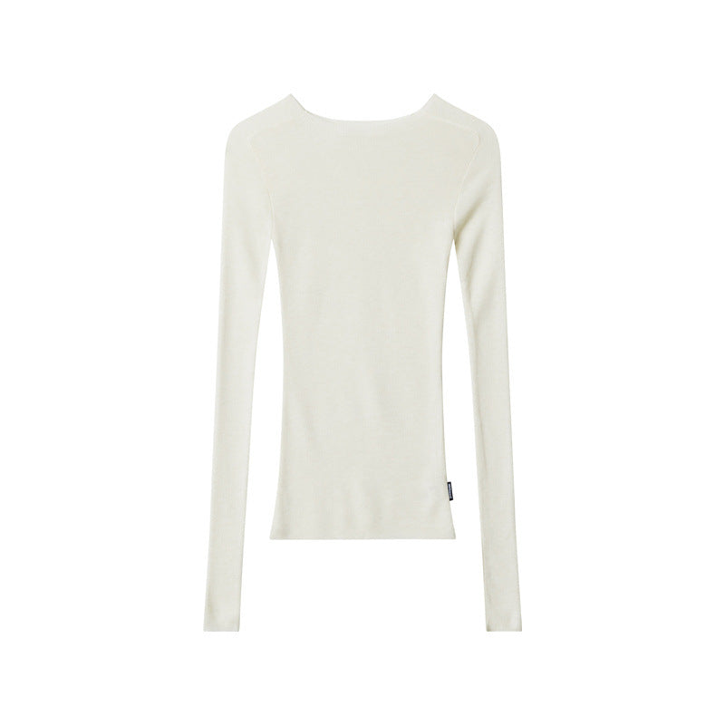 Nariele Knitwear Slim Fits Long Sleeve Base Wear Sweater Solid Color Top