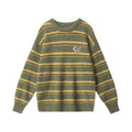Nariele Retro Striped Crew Neck Sweater Loose Puppy Patchwork Knitwear