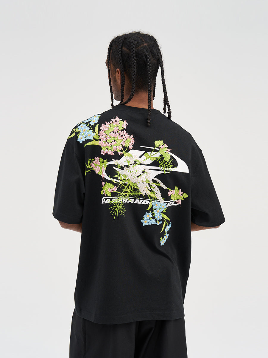 (Clearance) harshandcruel Floral Embroidery Tee