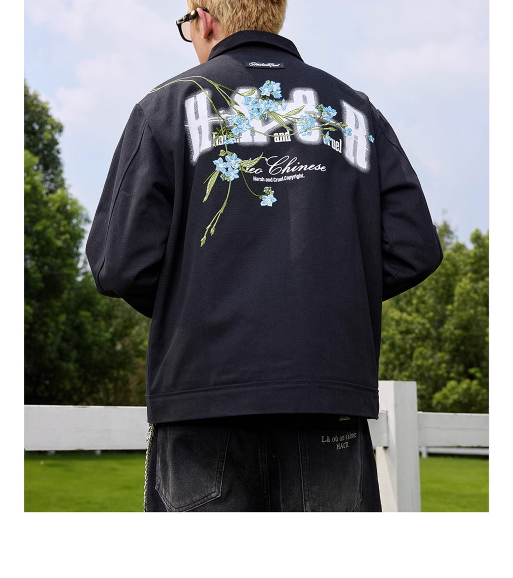 Harshandcruel Floral Embroidered Lapel Jacket