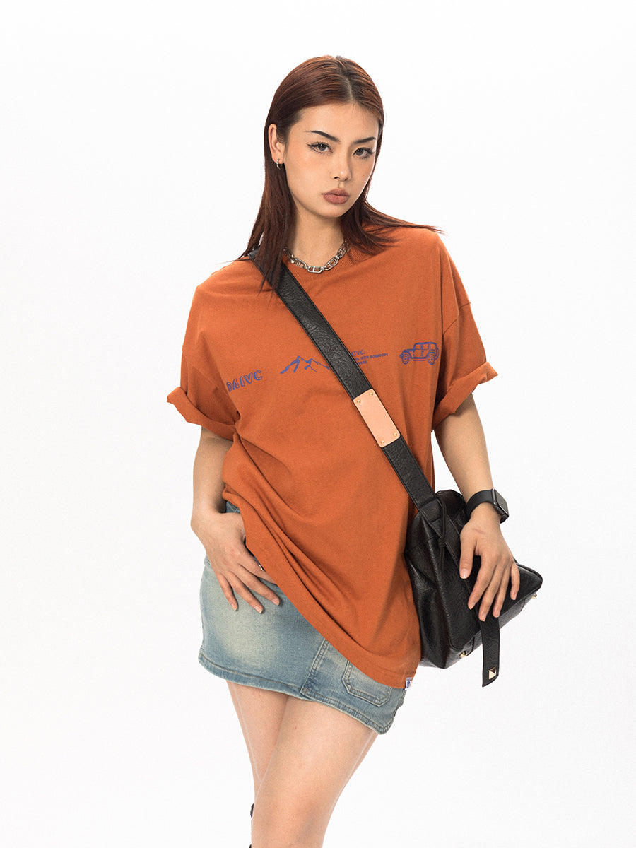 BLACKBB Niche Letter Print Short Sleeve Tee