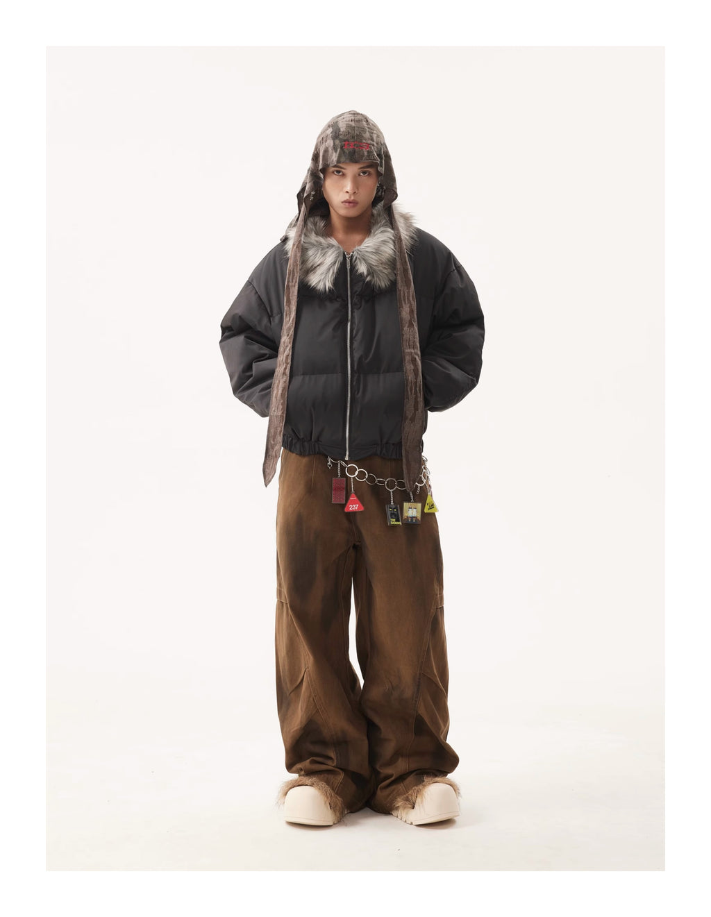 BTSG Warm Fur Collar Cotton Jacket