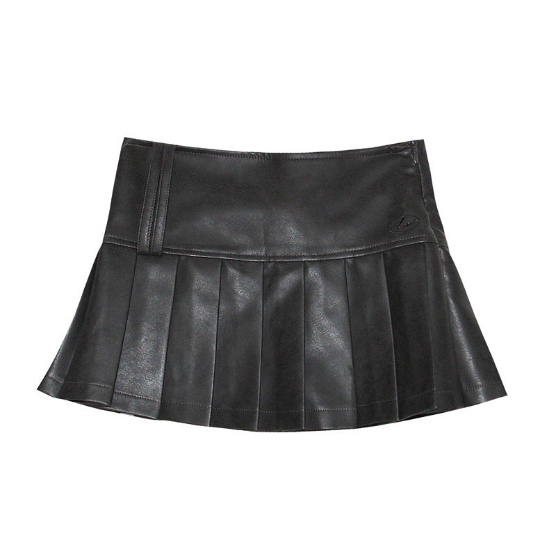 Nariele Streetwear High Waist Slim Leather Skirt