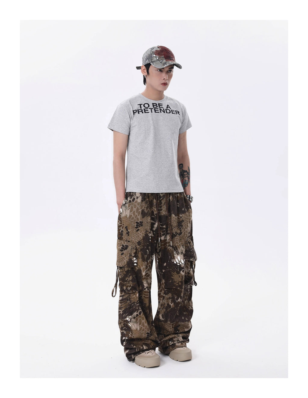 BTSG* American Retro Wasteland Snake Camouflage Multi-Pocket Cargo Pants