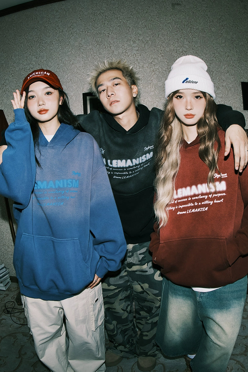 lemanism Distressed Wash Gradient Hoodie