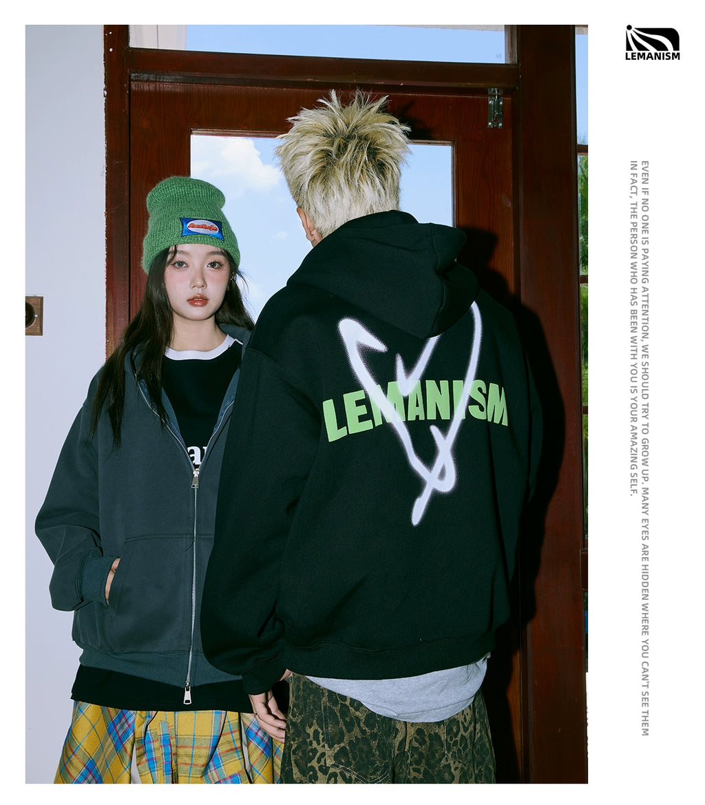 Lemanism Japanese H<3 Zipper Hoodie Jacket