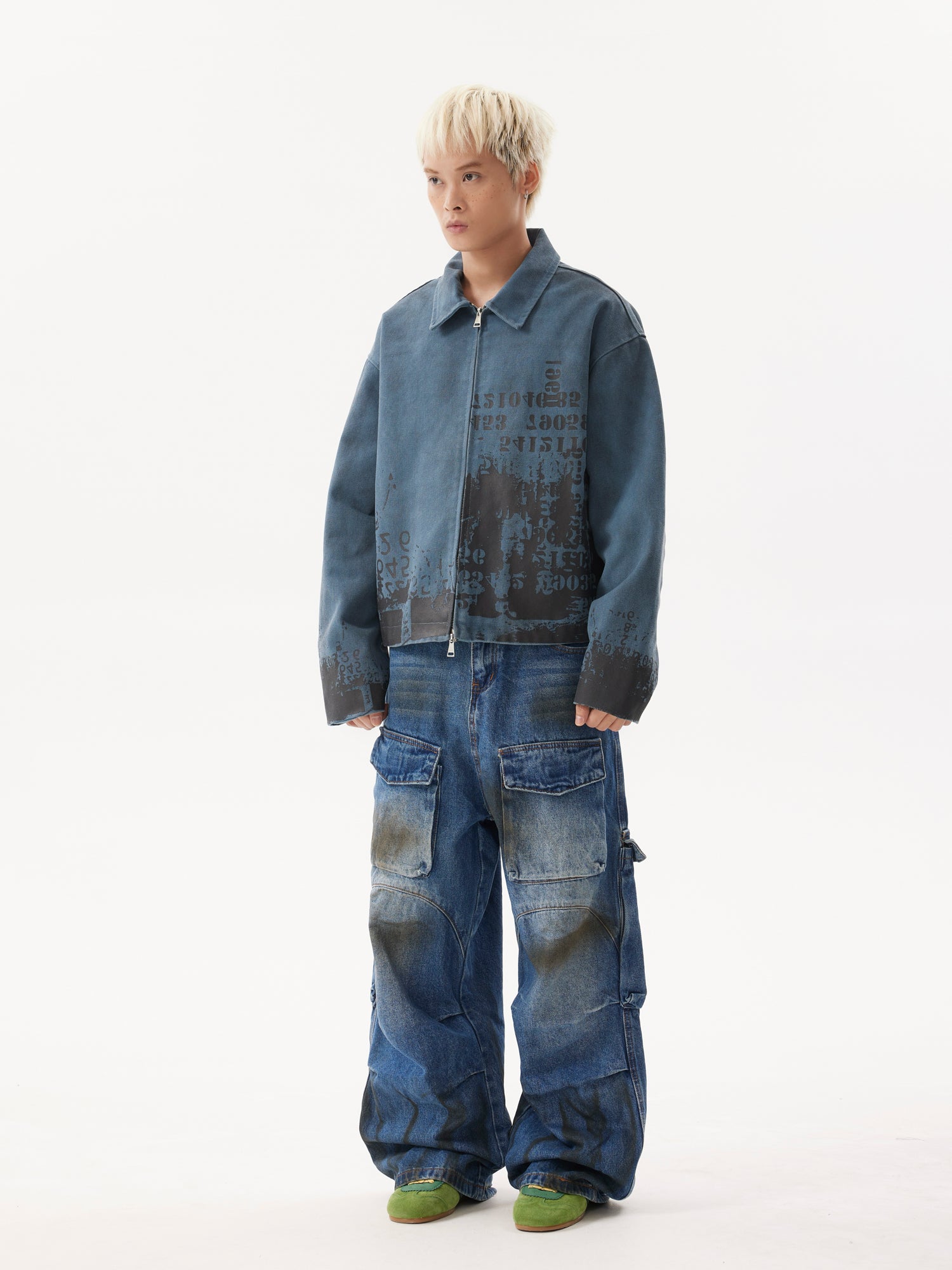 BTSG Dirty Dye Distressed cropped jacket