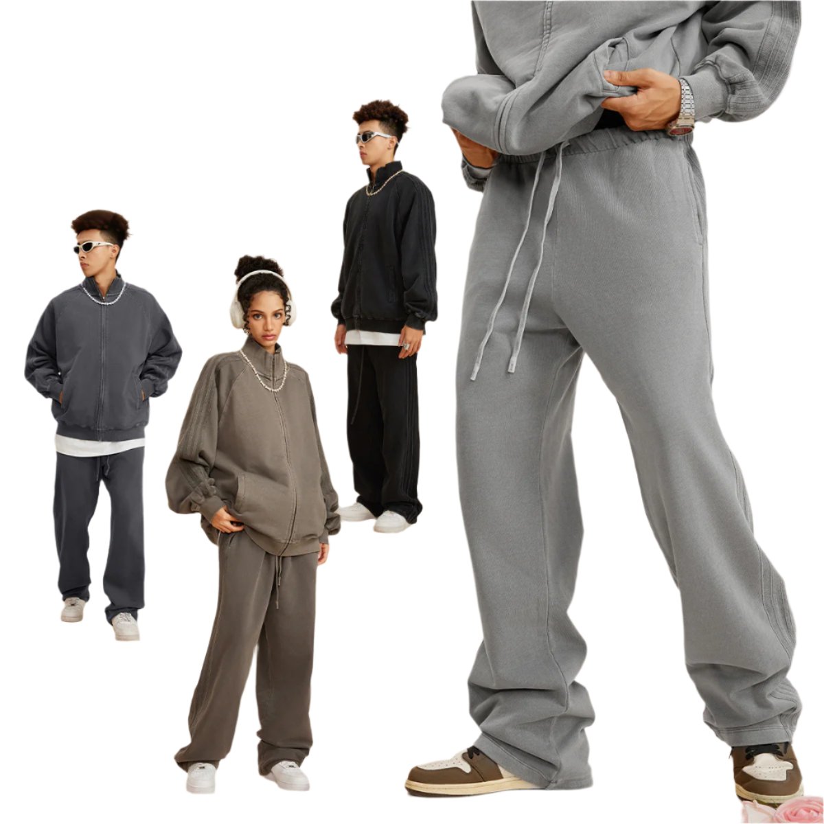BE 450G 100% Cotton Washed Loose Sweatpants