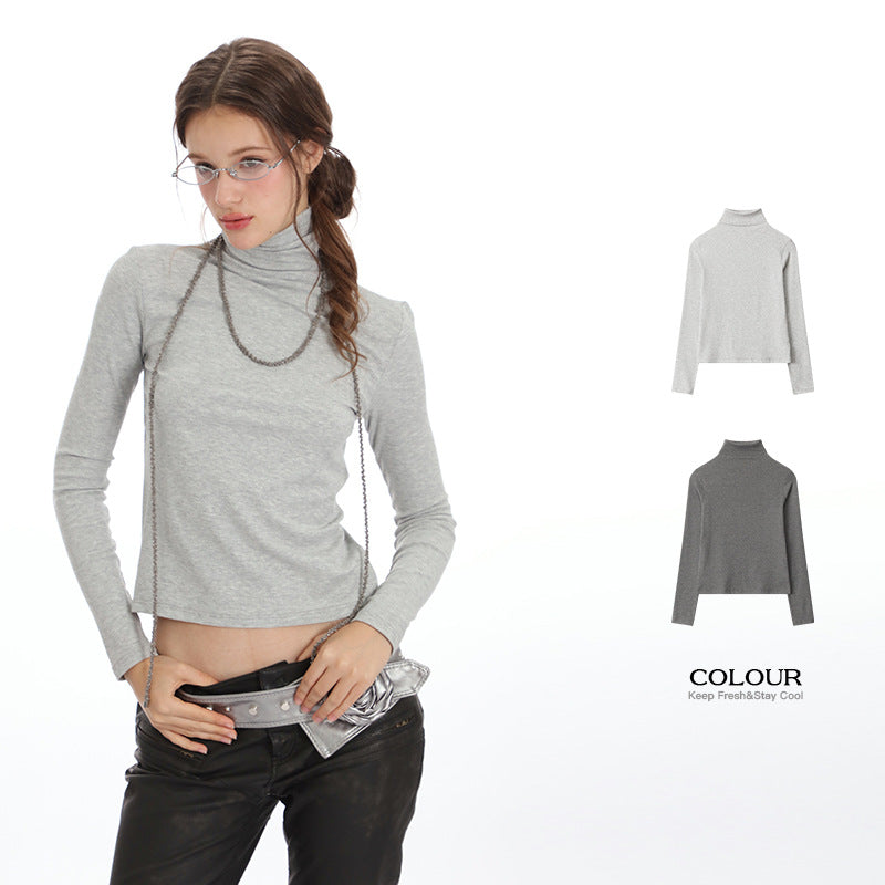 Nariele Long-sleeved Top Turtle-neck Basic Wear Knitted Slim Sweater
