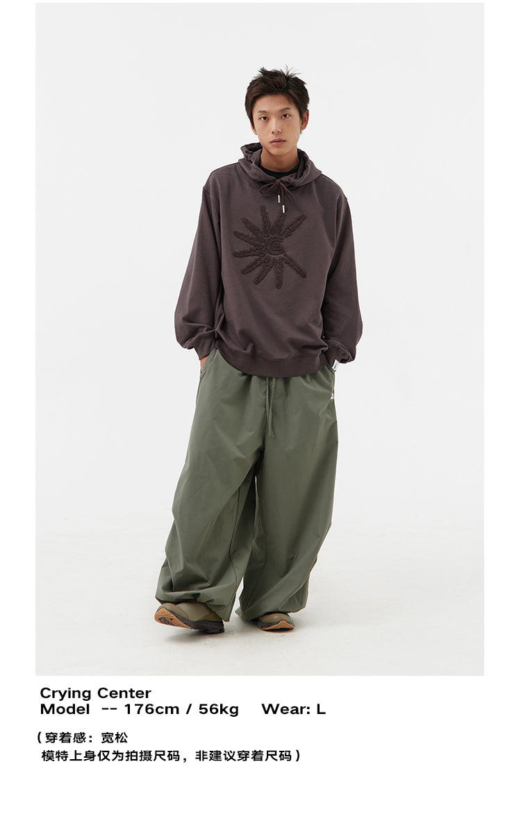 CryingCenter Solar C Brown Dark Grey Towel Embroidered Hoodie