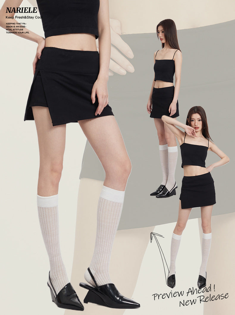 Nariele Side Slit High Waist Sports Style Skirt