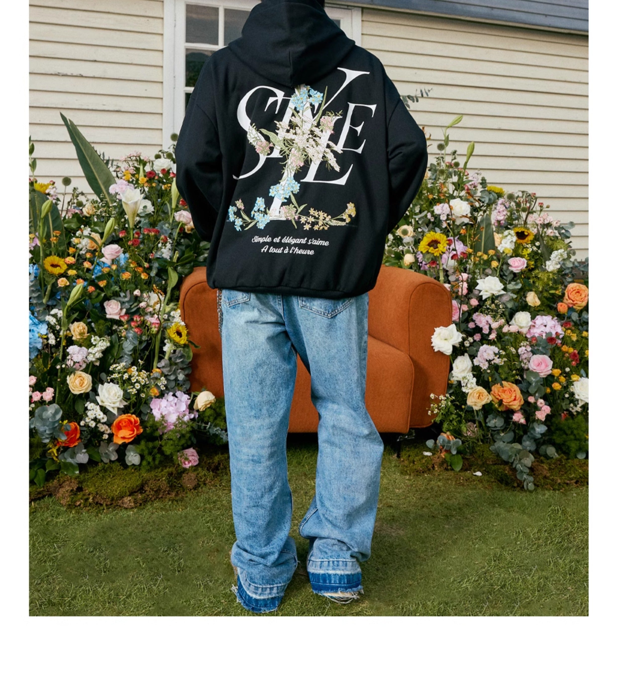 harshandcruel floral embroidery STYLE HACR Zipper Hoodie