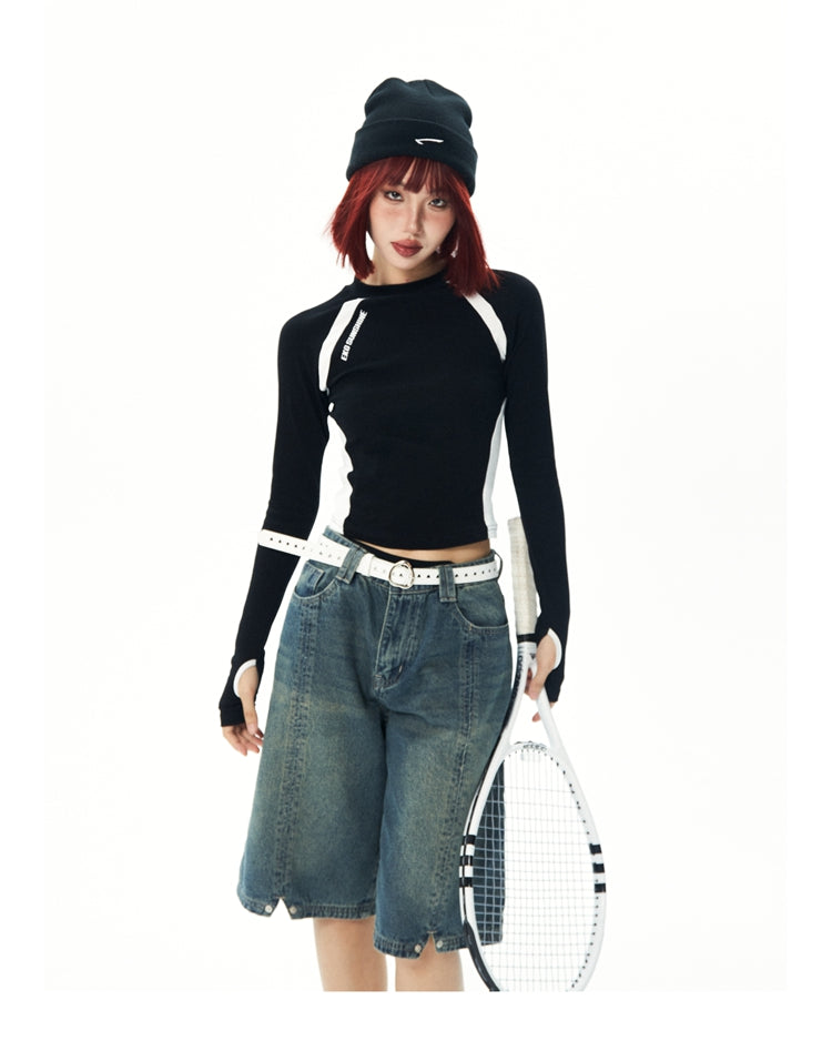 BlackBB American Retro Slim Fit Athletic Sport Top